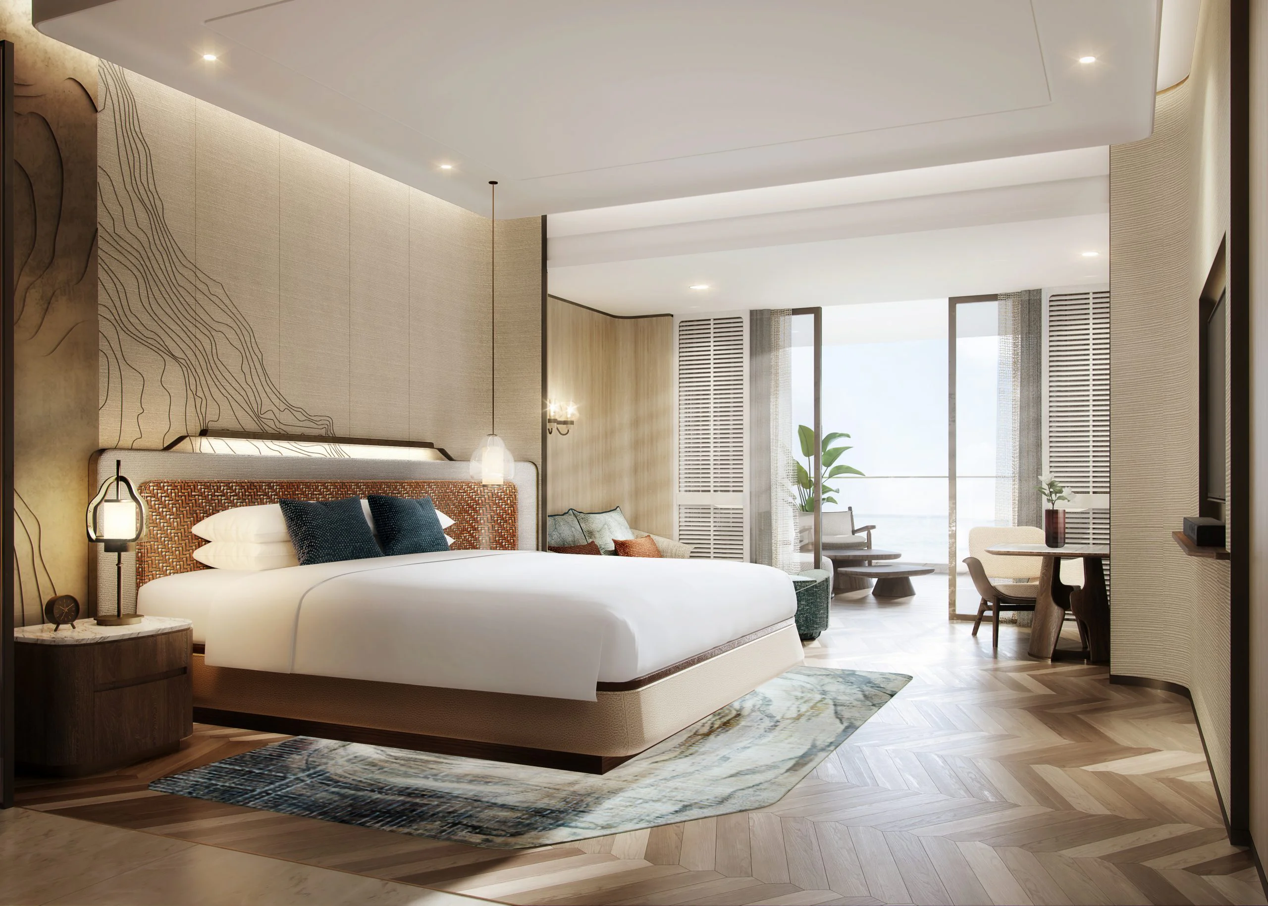 Guest room at InterContinental Penang Resort with a balcony overlooking the sea