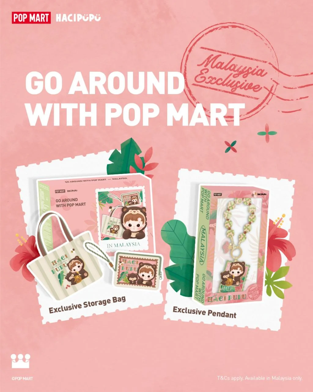 Malaysia-exclusive HACIPUPU storage bag and pendant